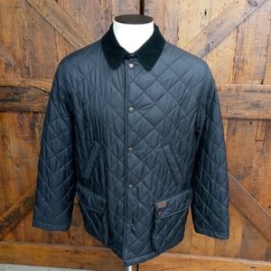 Polo by Ralph Lauren Black Quilt Stitched Button Snap Coat